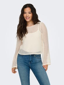 ONLY Strikket langærmet cropped top -Sandshell - 15329364