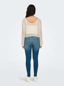 ONLY Strikket langærmet cropped top -Sandshell - 15329364