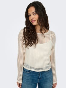 ONLY Strikket langærmet cropped top -Sandshell - 15329364