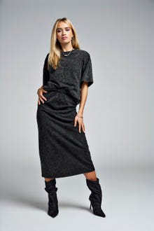 ONLY Midi sweat skirt -Black - 15329426