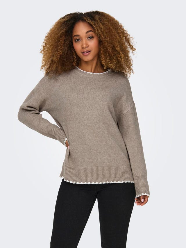 ONLY Round Neck High cuffs Dropped shoulders Pullover - 15329966