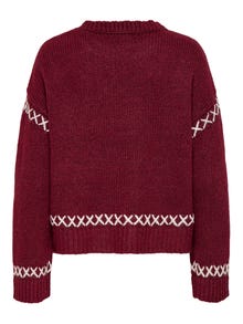 ONLY Redovno prianjanje O-vrat Rebraste lisice Ispuštena ramena Pulover -Cabernet - 15330089