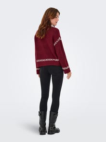 ONLY Redovno prianjanje O-vrat Rebraste lisice Ispuštena ramena Pulover -Cabernet - 15330089