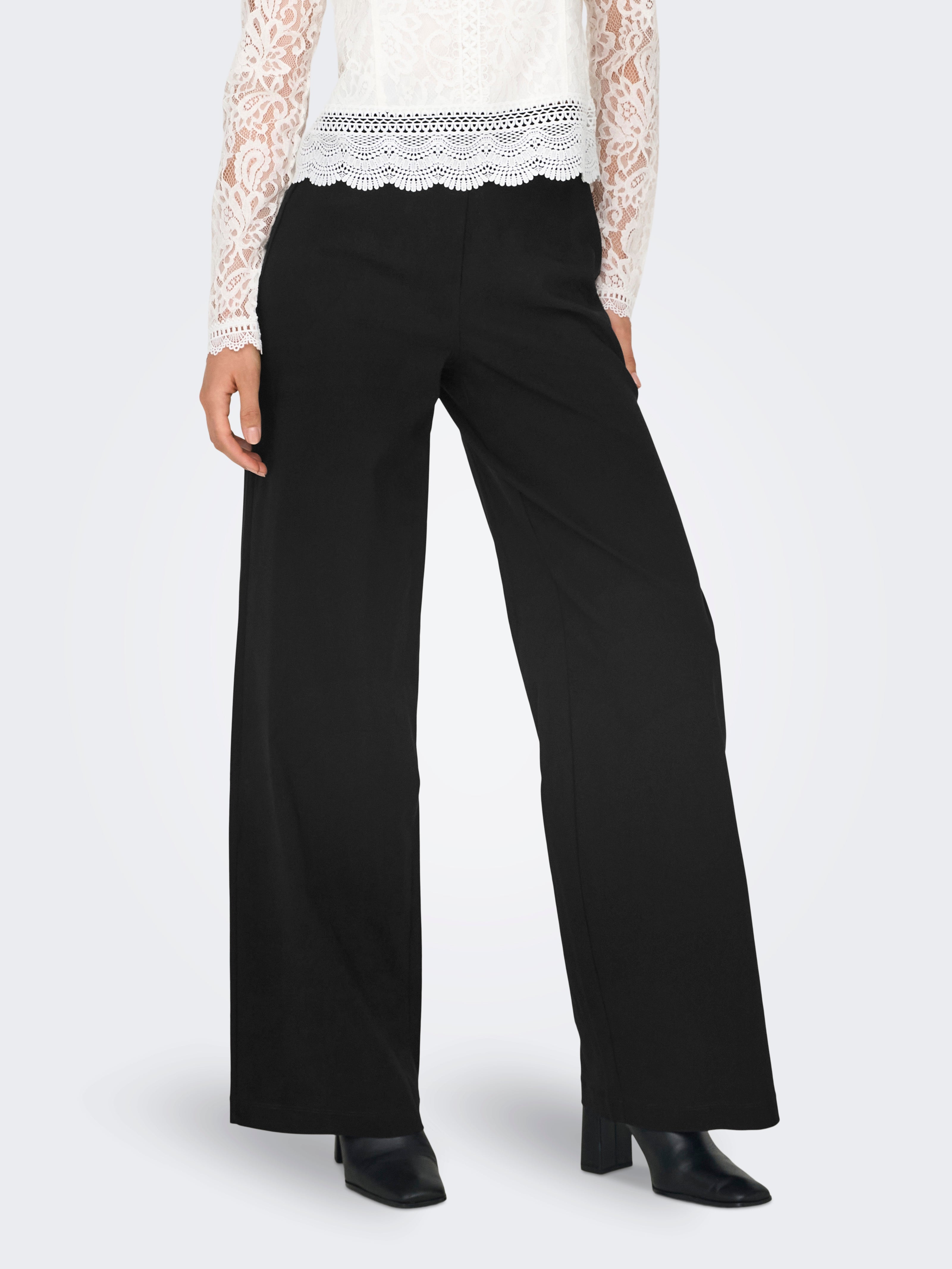 Wide Leg Fit High Waist Trousers - ONLY - Modalova