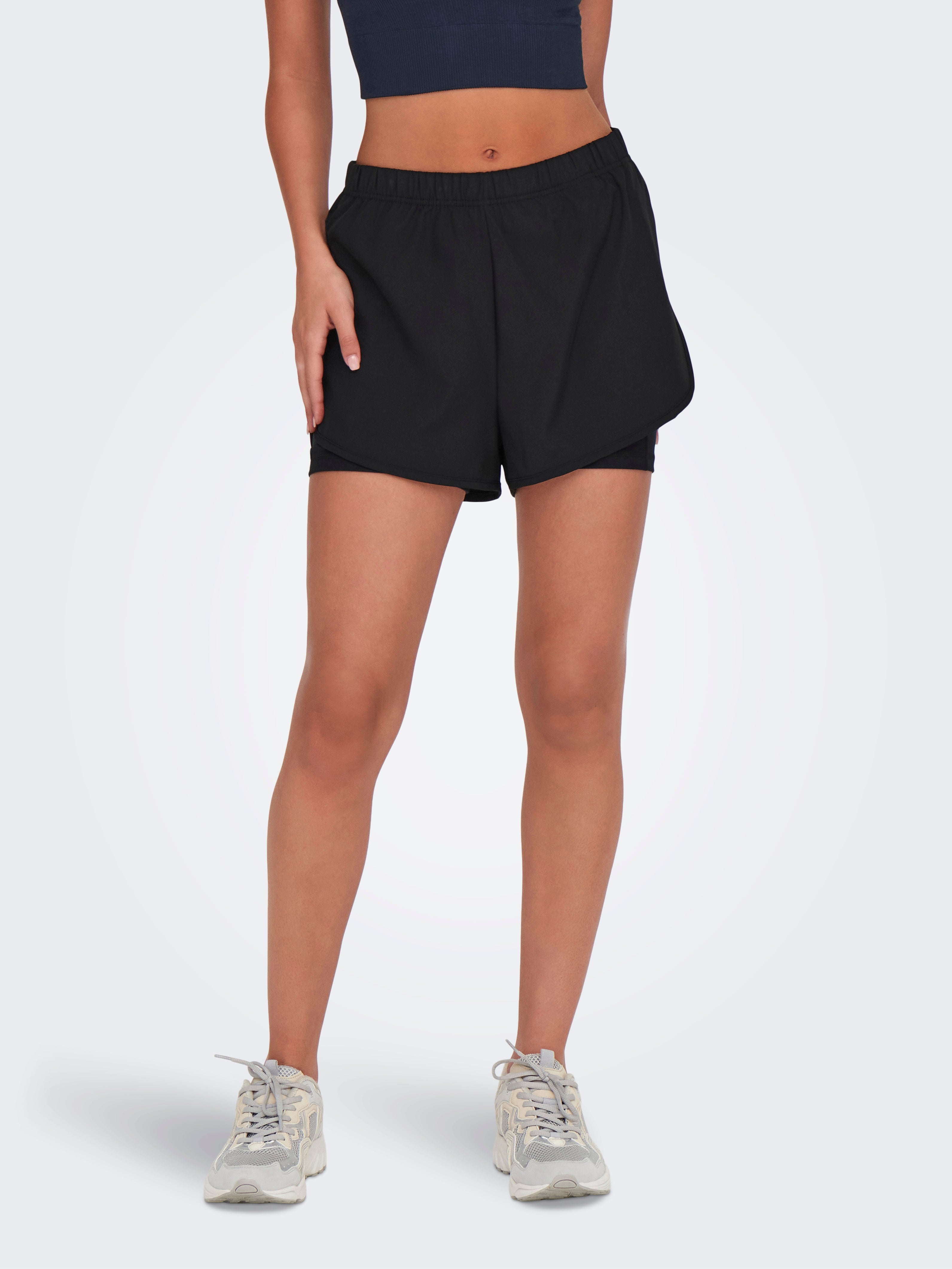 Black high waisted flowy shorts best sale