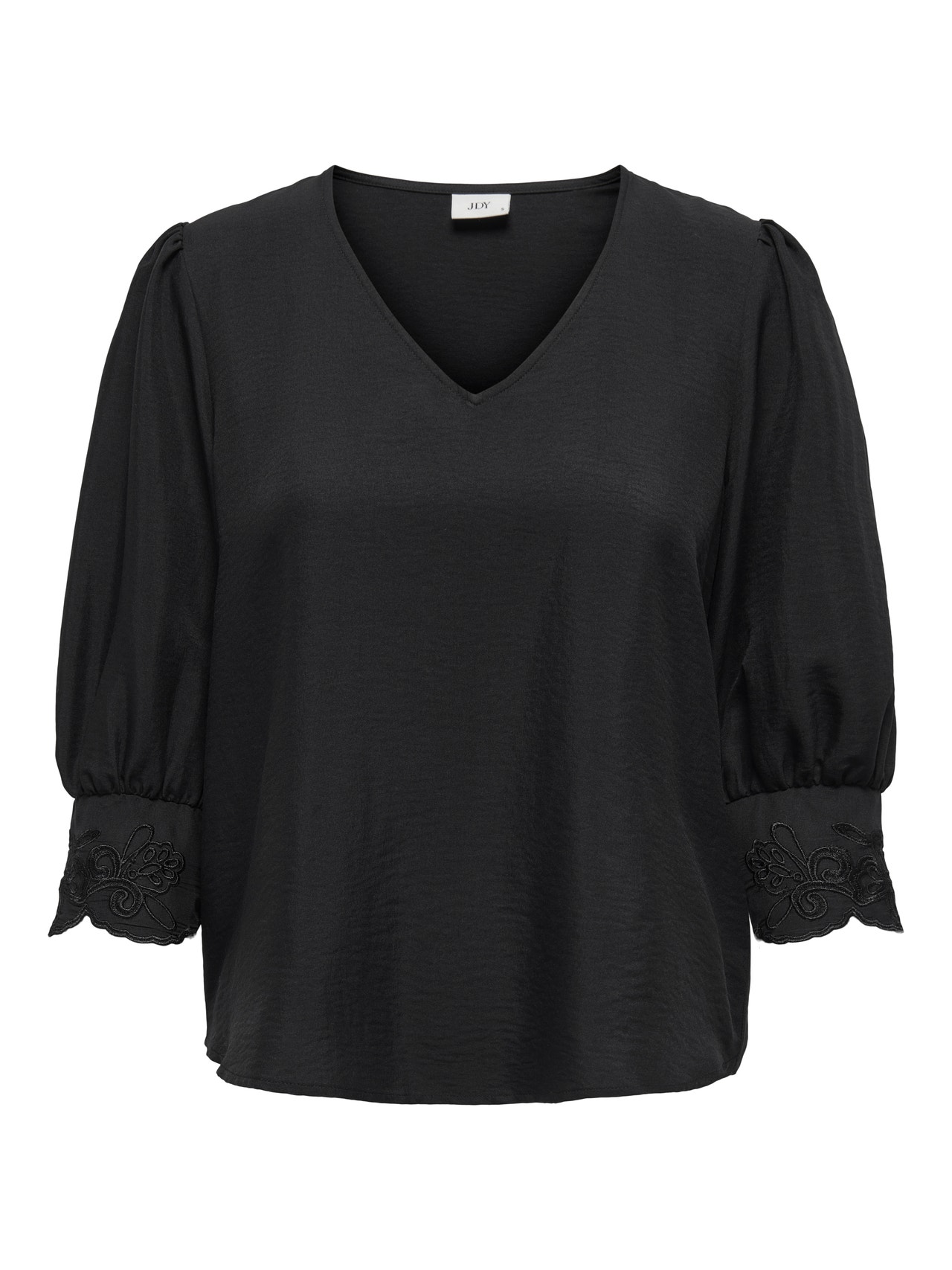 ONLY Redovno prianjanje V-izrez Rukavi za glasnoću Vrh -Black - 15330402