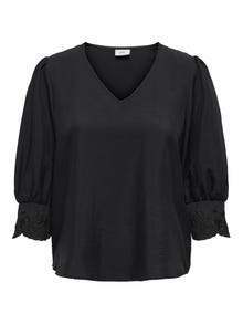 ONLY Redovno prianjanje V-izrez Rukavi za glasnoću Vrh -Black - 15330402