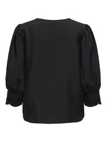 ONLY Redovno prianjanje V-izrez Rukavi za glasnoću Vrh -Black - 15330402