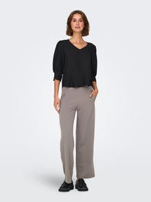 ONLY Redovno prianjanje V-izrez Rukavi za glasnoću Vrh -Black - 15330402