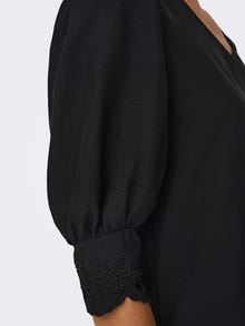 ONLY Redovno prianjanje V-izrez Rukavi za glasnoću Vrh -Black - 15330402