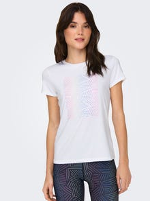 ONLY Printed o-neck training top -White - 15330527