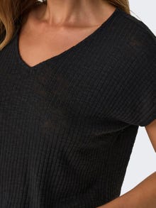 ONLY Normal geschnitten V-Ausschnitt Top -Black - 15330629