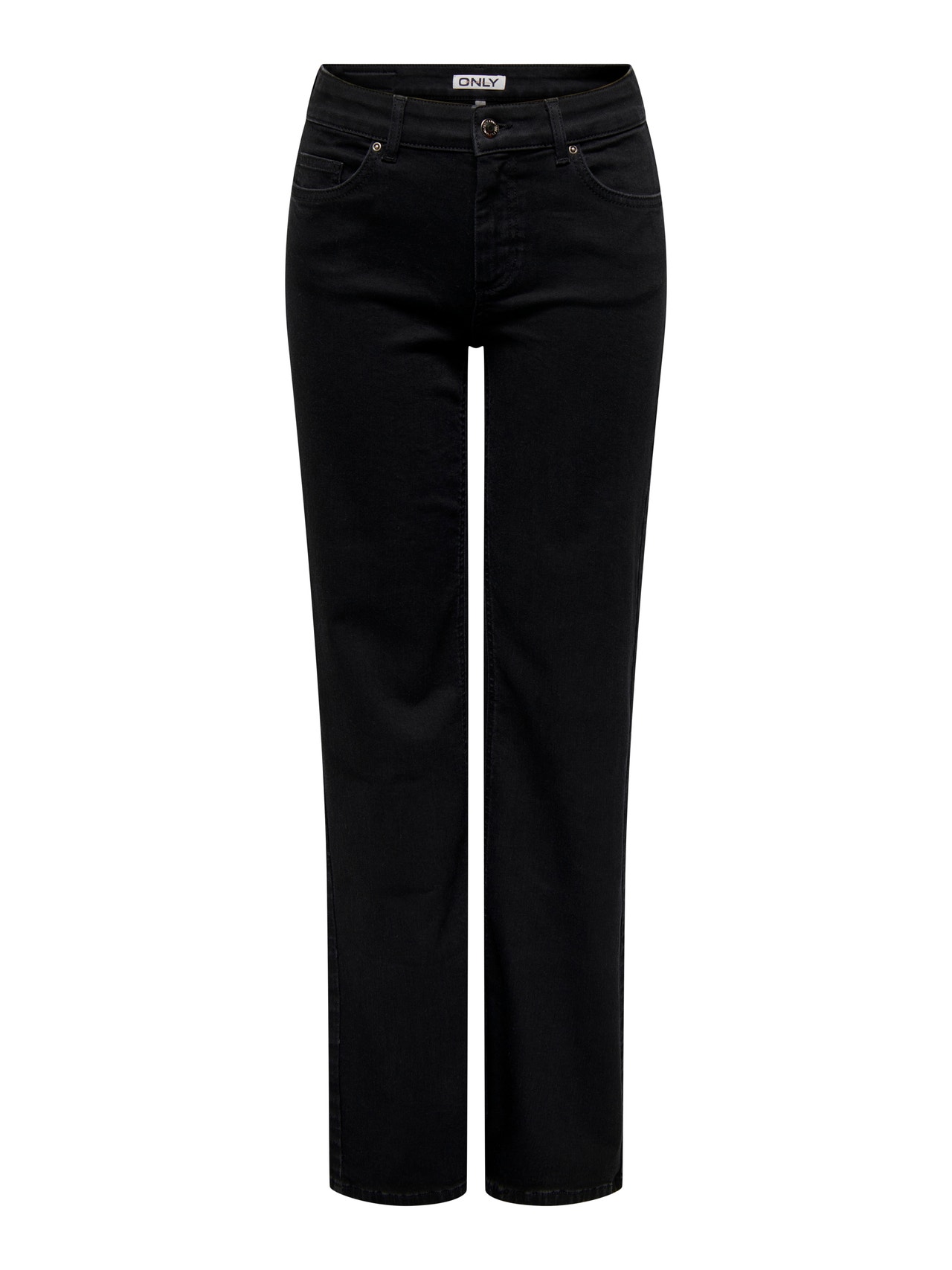 ONLY Sirge lõige Keskmine vöökoht Teksad -Black Denim - 15330777
