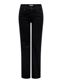 ONLY Sirge lõige Keskmine vöökoht Teksad -Black Denim - 15330777
