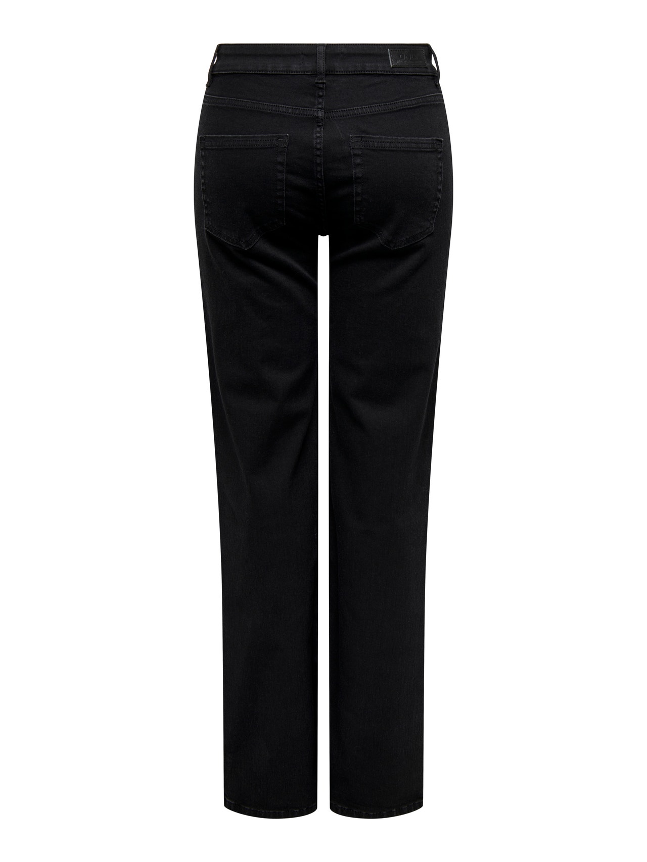 ONLY Sirge lõige Keskmine vöökoht Teksad -Black Denim - 15330777