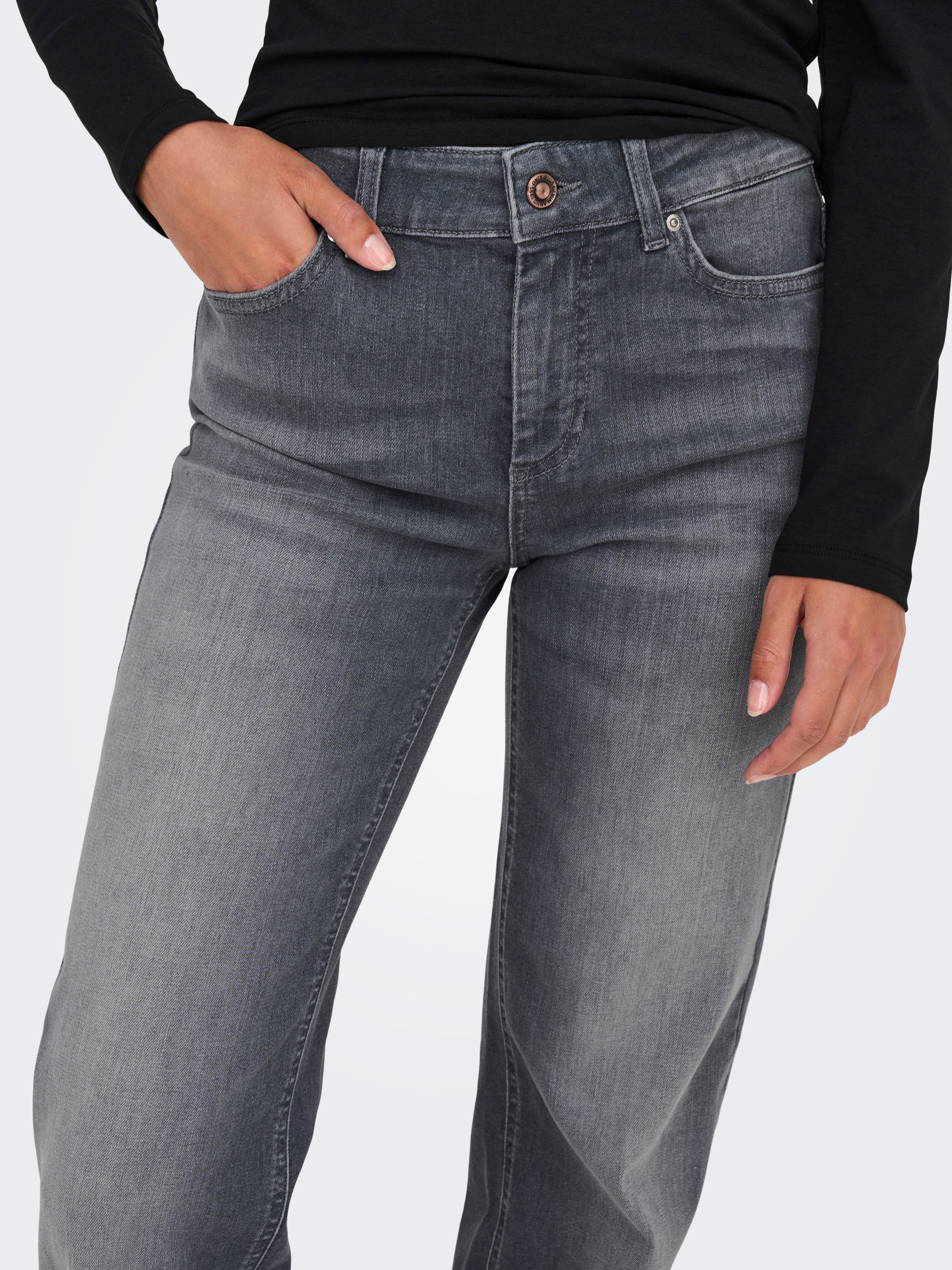 ONLBLUSH Mittlere Taille Gerade geschnitten Jeans | Mittelgrau | ONLY®