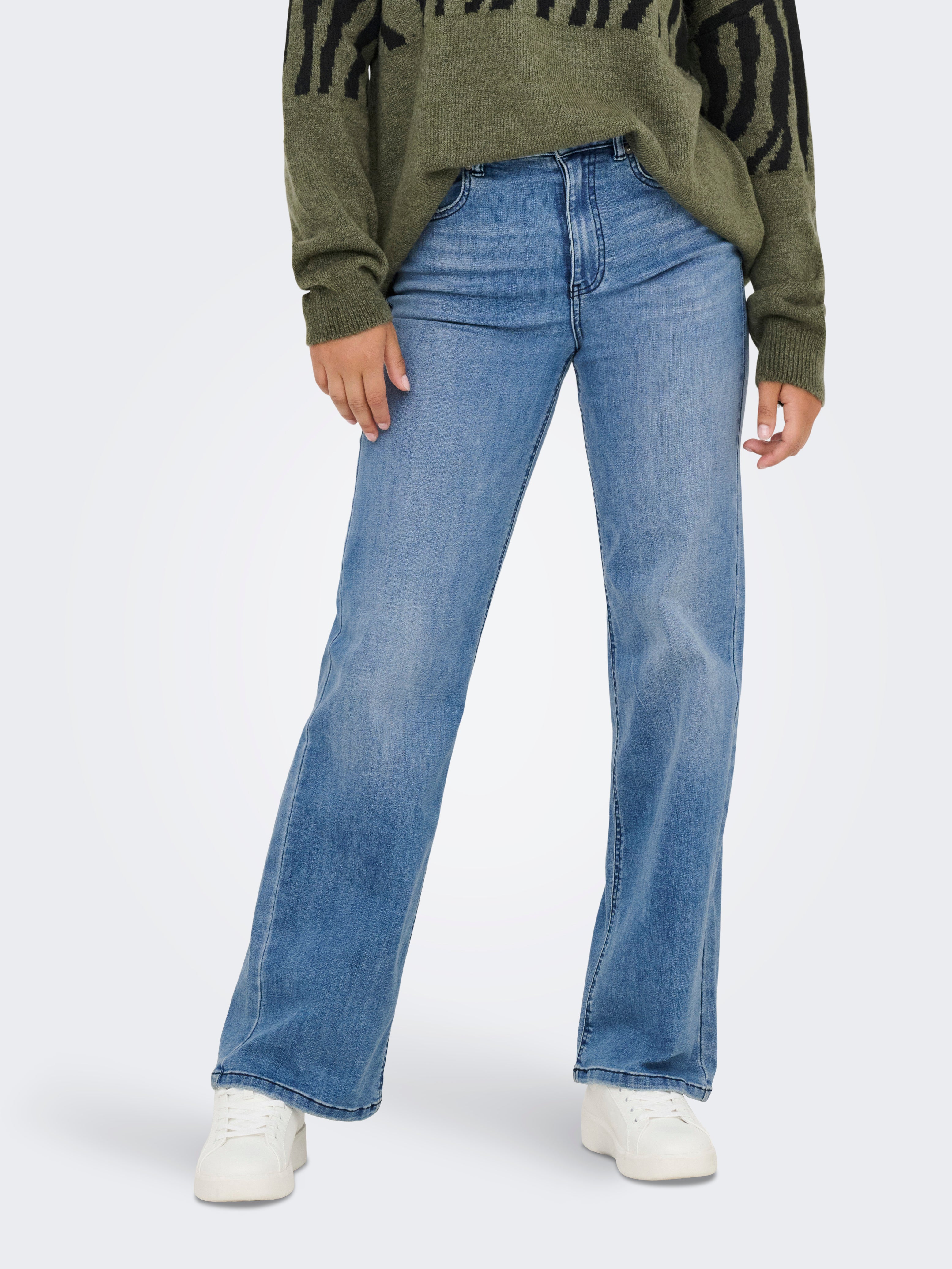 Onljuicy-wauw Hohe Taille Weiter Beinschnitt Jeans