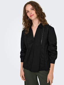 ONLY Redovno prianjanje V-izrez Zakopčane manžete Vrh -Black - 15331032