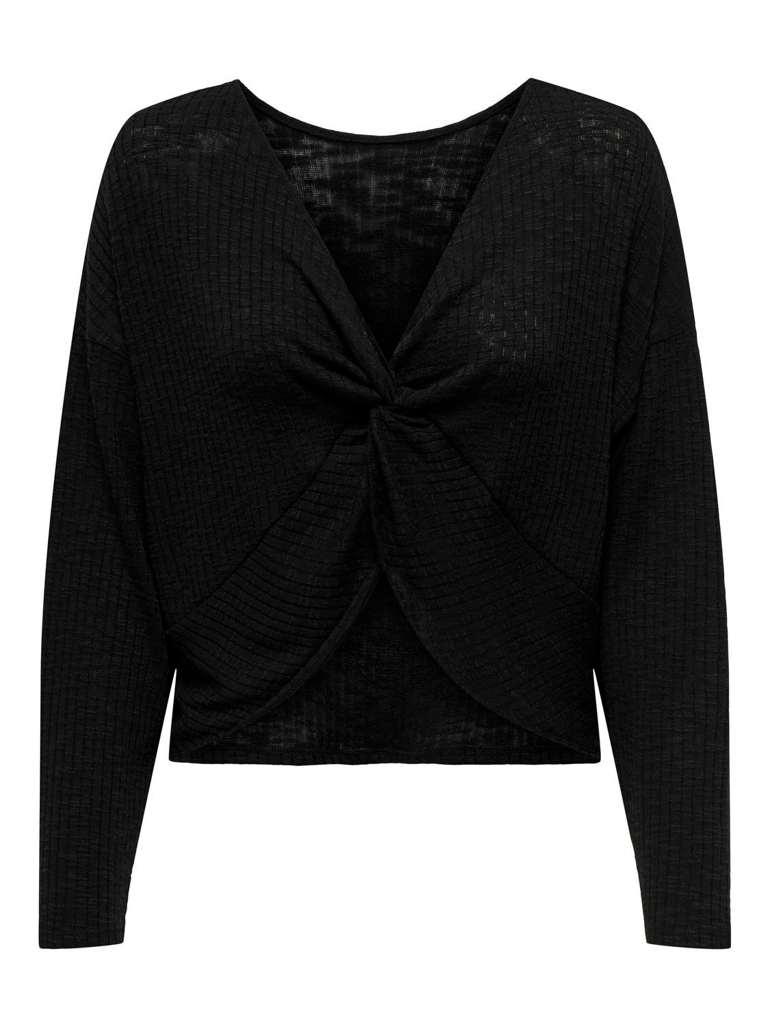 ONLY Langærmet top med knude -Black - 15331040