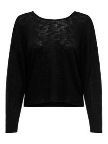 ONLY Regular Fit Round Neck Dropped shoulders Top -Black - 15331040