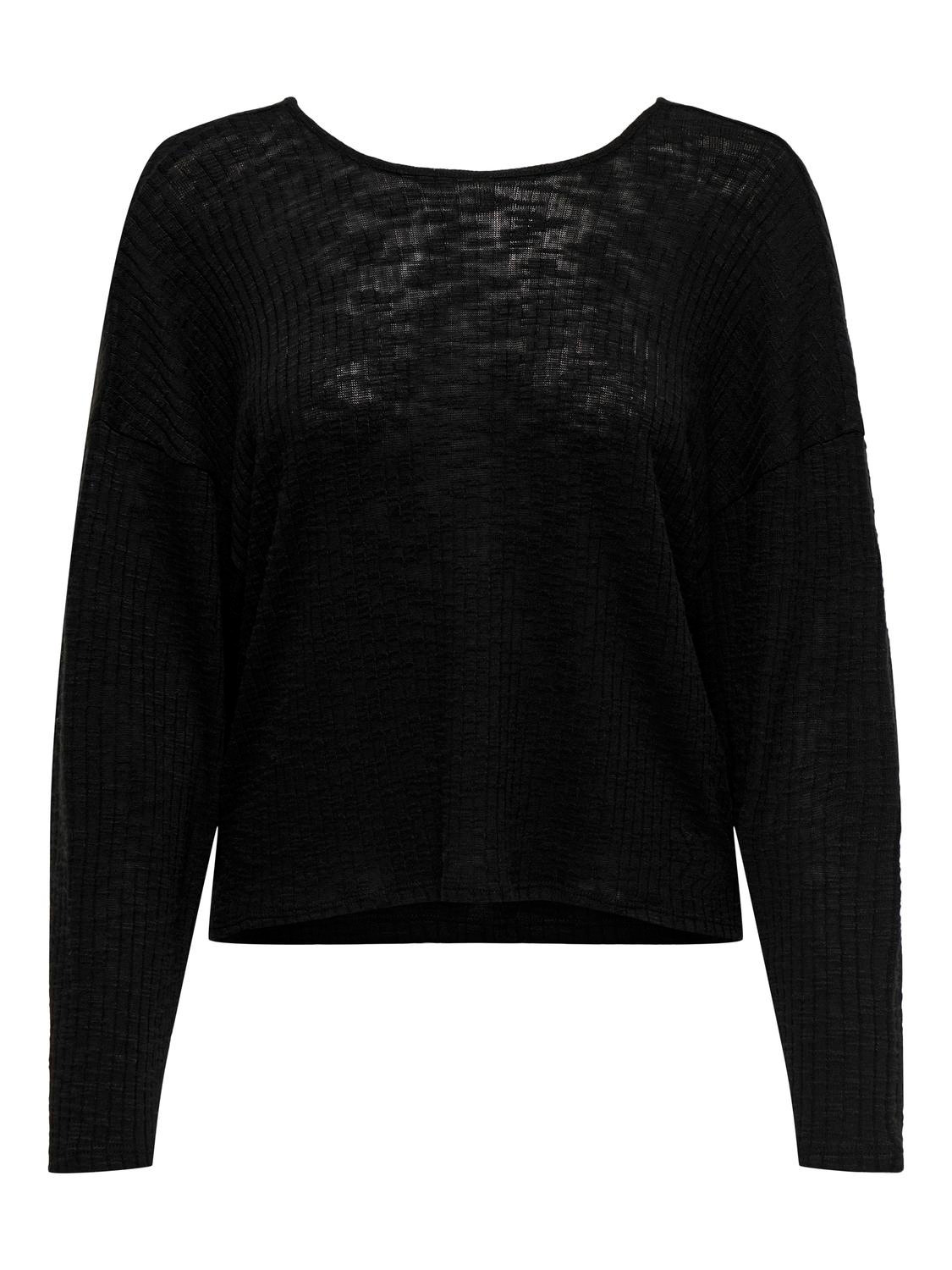 ONLY Regular Fit Round Neck Dropped shoulders Top -Black - 15331040