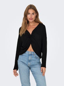 ONLY Regular Fit Round Neck Dropped shoulders Top -Black - 15331040