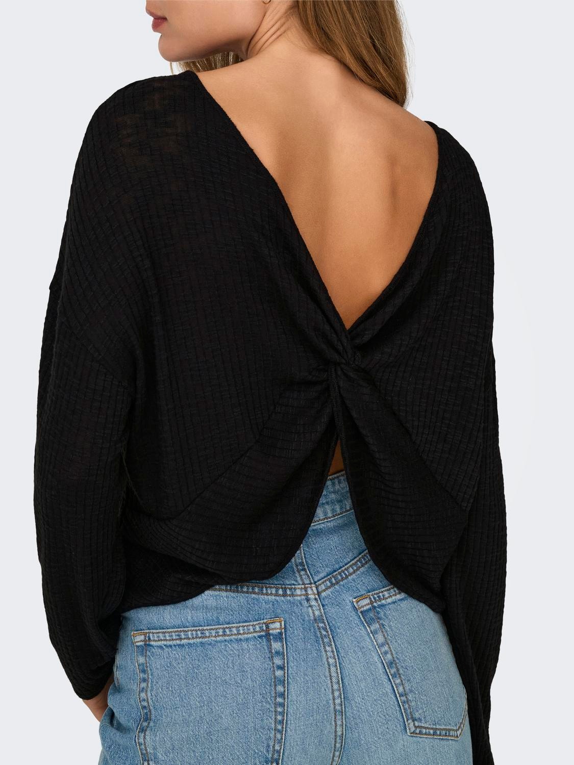 ONLY Langærmet top med knude -Black - 15331040