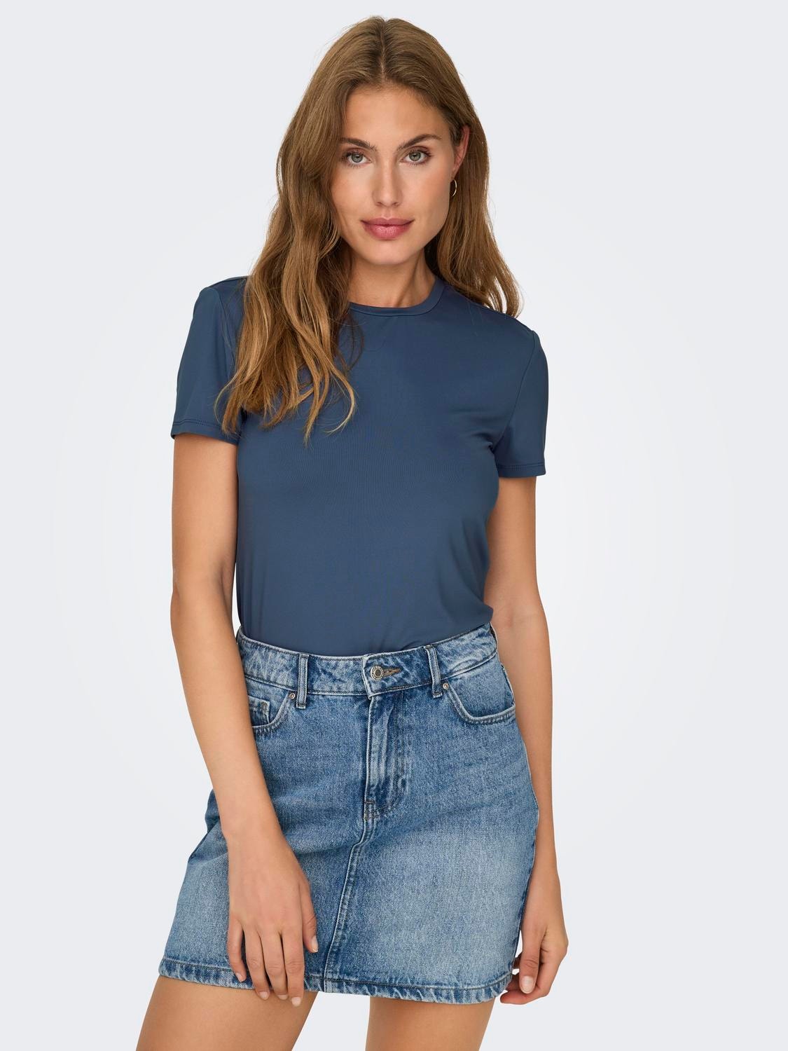 ONLY Normal geschnitten U-Ausschnitt Top -Vintage Indigo - 15331595