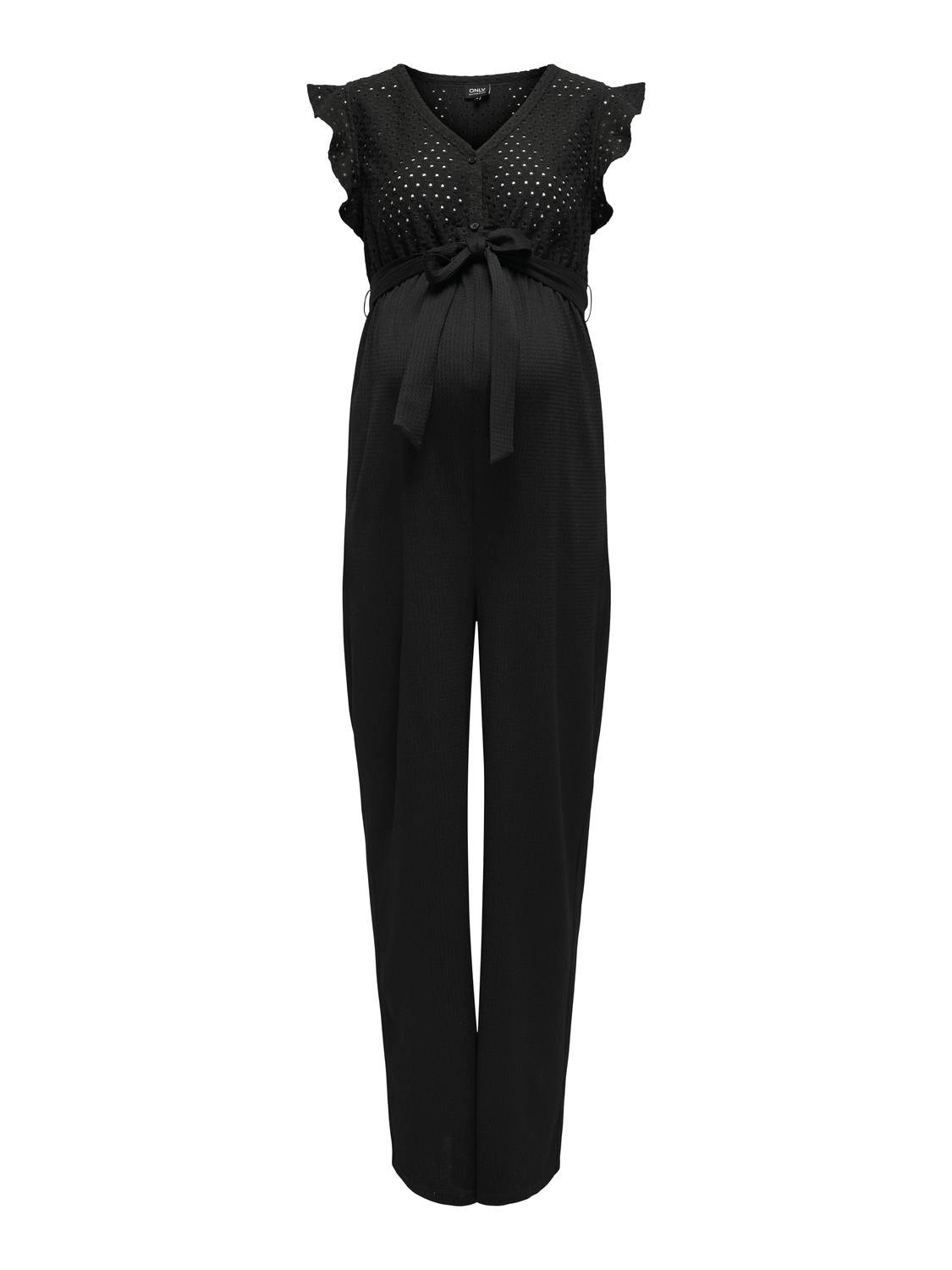 ONLY Mama jumpsuit with tie belt -Black - 15331635