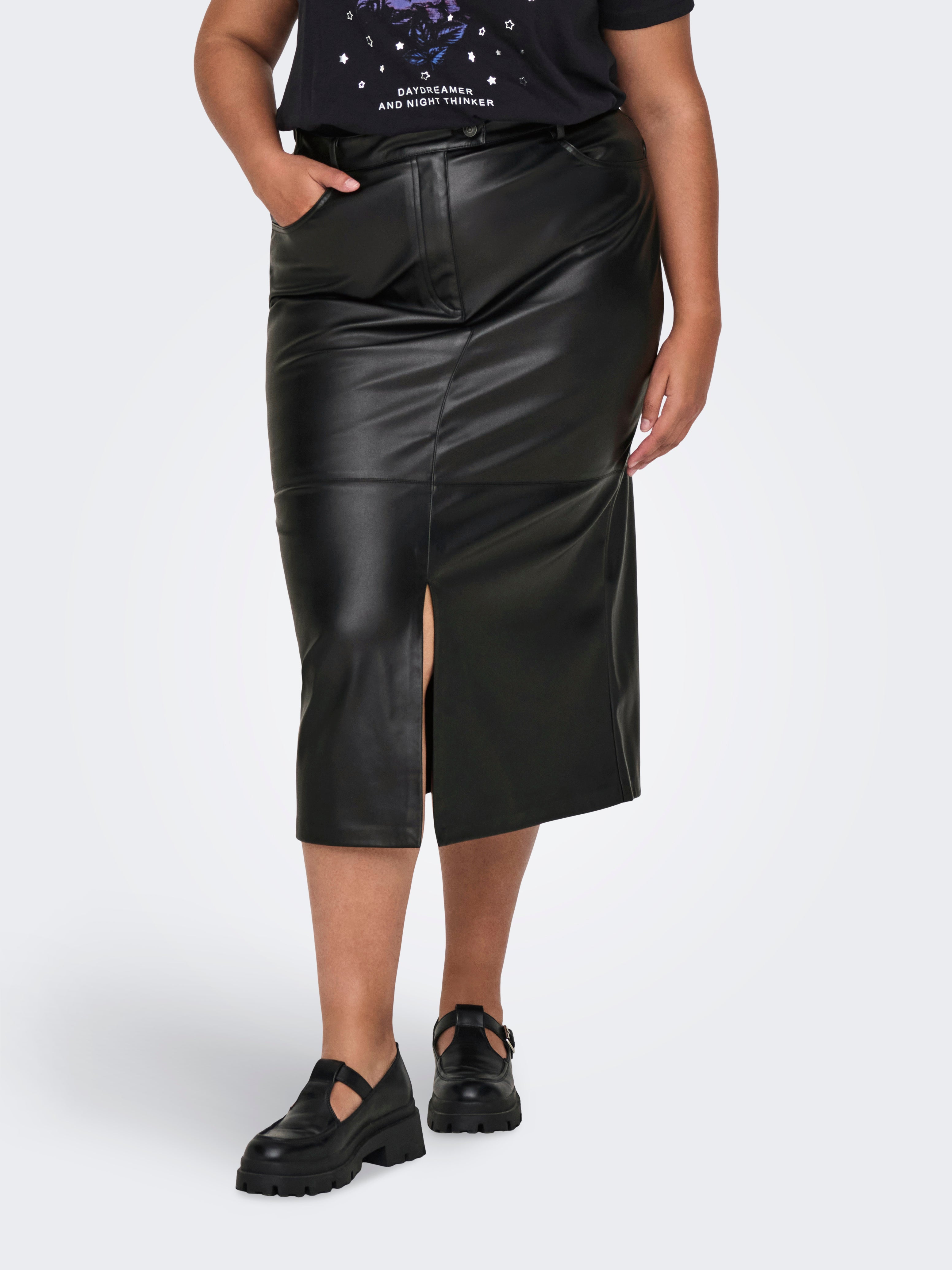 Carrima Langer Rock Aus Kunstleder