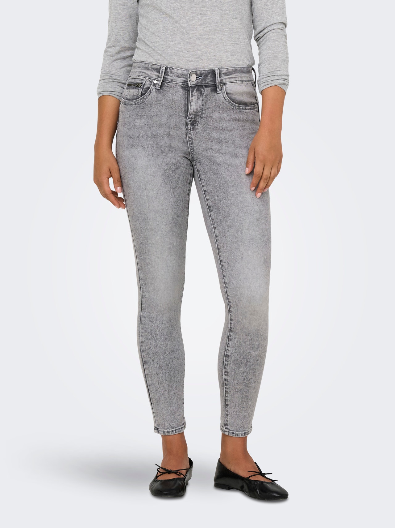 ONLY ONLWAUW Średnia talia Krój skinny Jeans -Grey Denim - 15331974