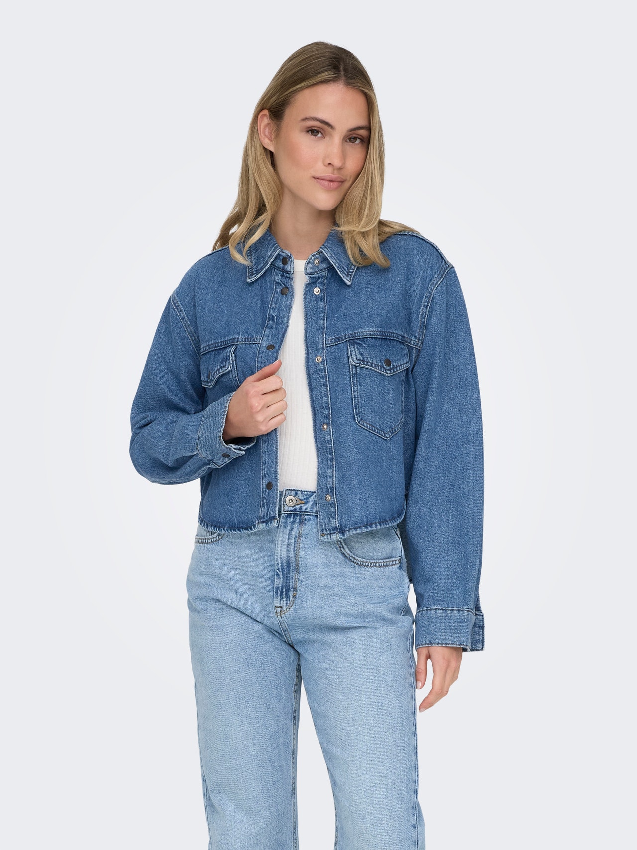 ONLY ONLAMINA Džinsiniai marškiniai -Medium Blue Denim - 15332079