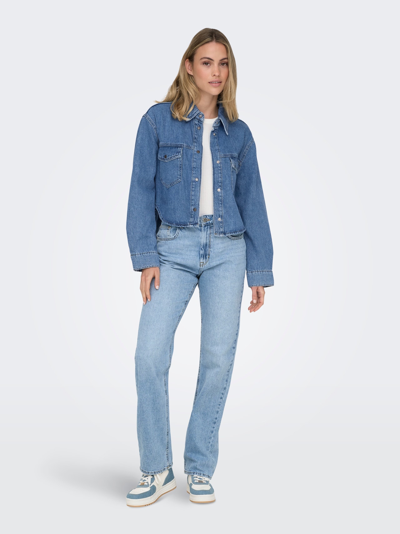ONLY ONLAMINA Džinsiniai marškiniai -Medium Blue Denim - 15332079