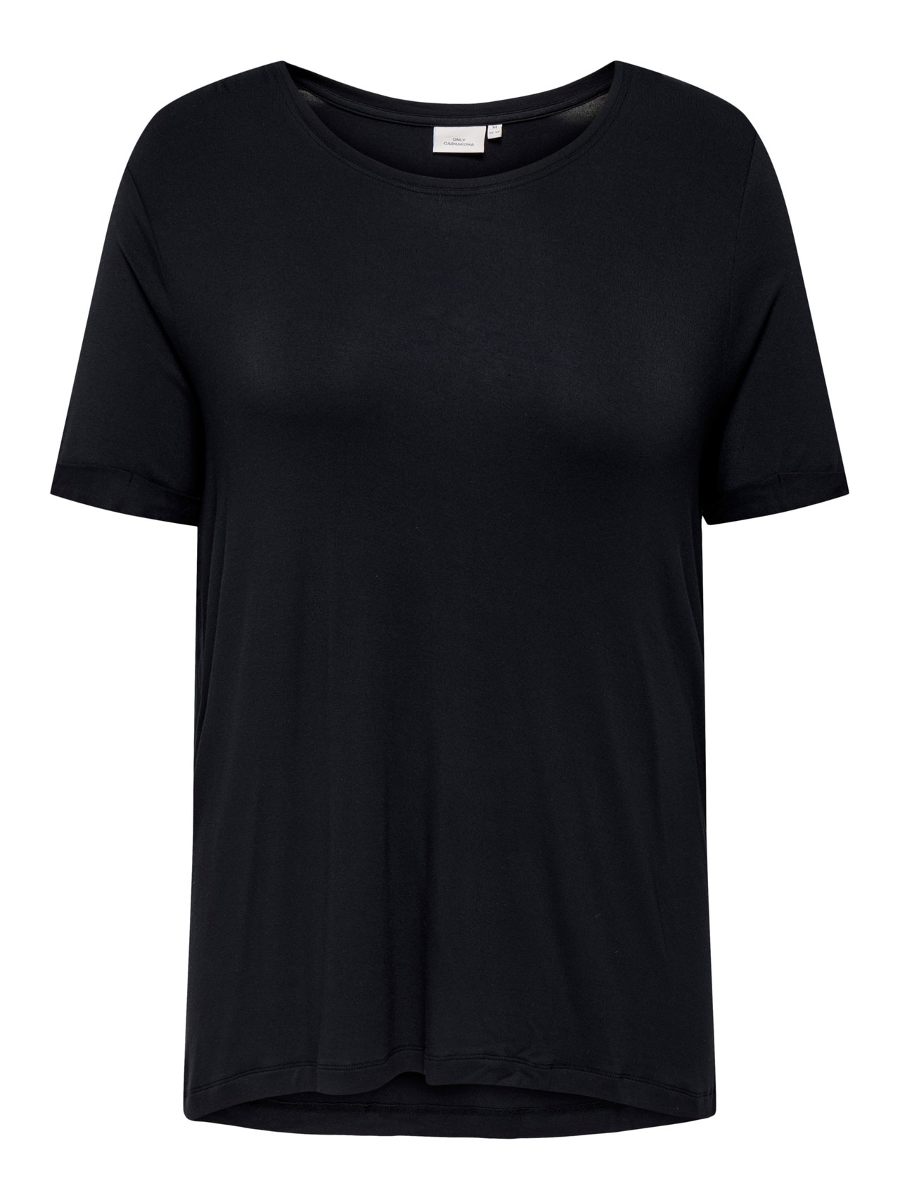 ONLY Regular Fit Round Neck Fold-up cuffs T-Shirt -Black - 15332082