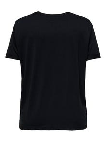 ONLY Normal geschnitten Rundhals Umgeschlagene Ärmelbündchen T-Shirt -Black - 15332082
