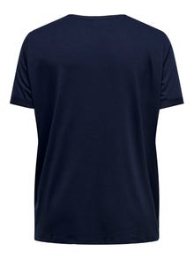 ONLY Normal geschnitten Rundhals Umgeschlagene Ärmelbündchen T-Shirt -Night Sky - 15332082