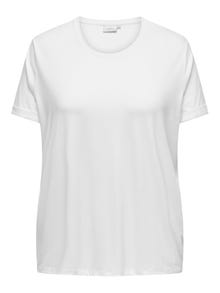 ONLY Normal geschnitten Rundhals Umgeschlagene Ärmelbündchen T-Shirt -White - 15332082