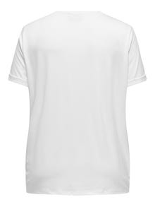 ONLY Regular Fit Round Neck Fold-up cuffs T-Shirt -White - 15332082