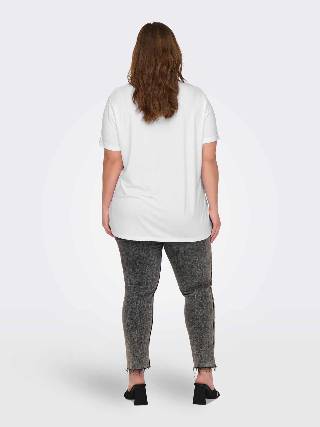 ONLY Camisetas Corte regular Cuello redondo Puños doblados -White - 15332082
