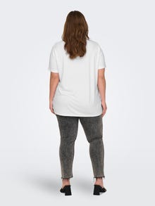 ONLY Regular fit O-hals Mouwuiteinden met omslag T-shirts -White - 15332082