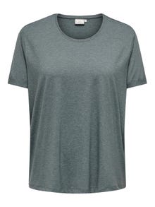 ONLY Regular fit O-hals Mouwuiteinden met omslag T-shirts -Balsam Green - 15332082
