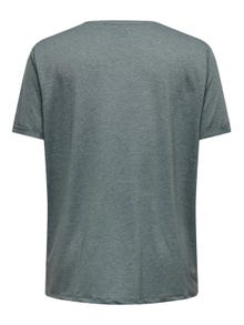 ONLY Regular Fit Round Neck Fold-up cuffs T-Shirt -Balsam Green - 15332082