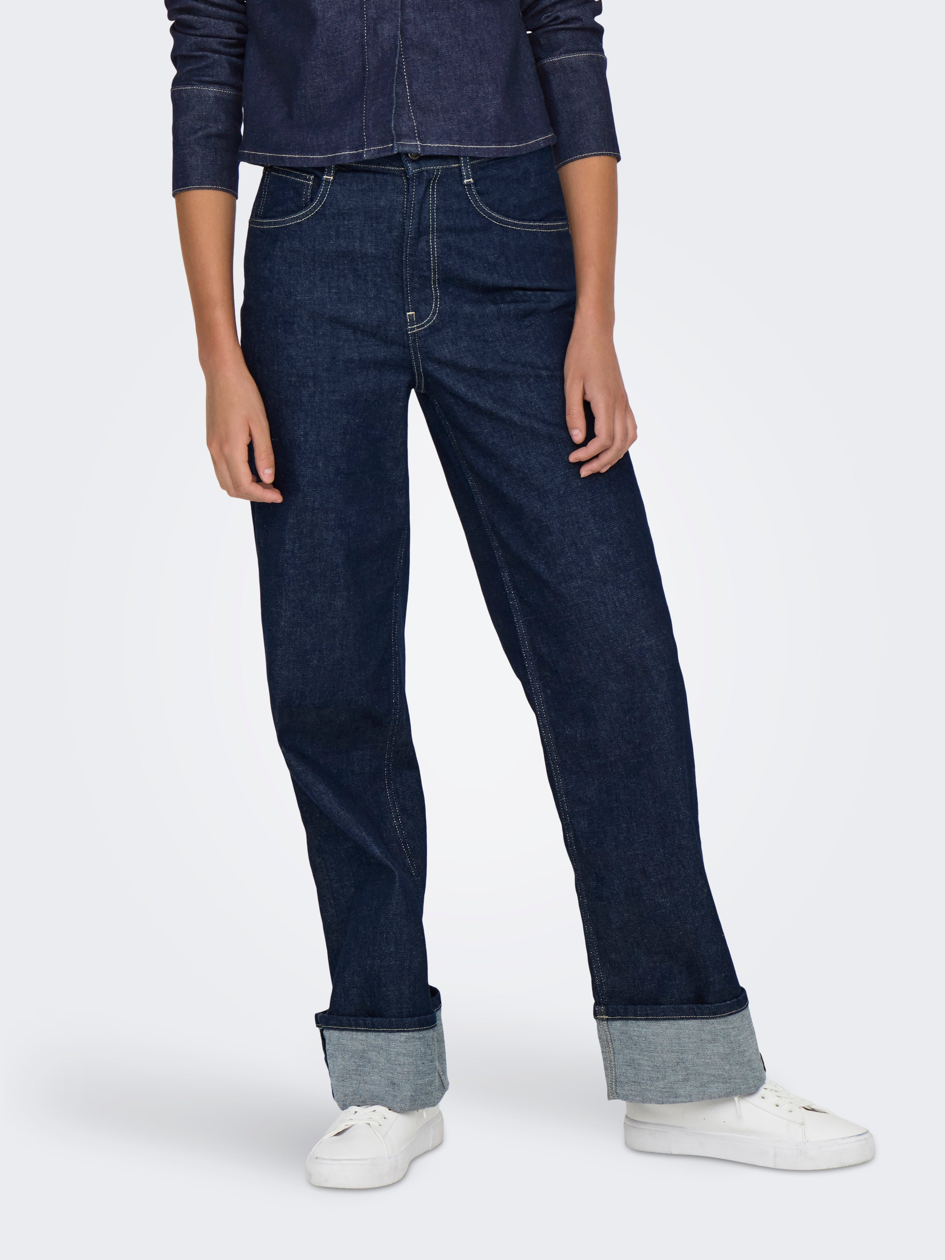Onlmercer Hohe Taille Weiter Beinschnitt Jeans