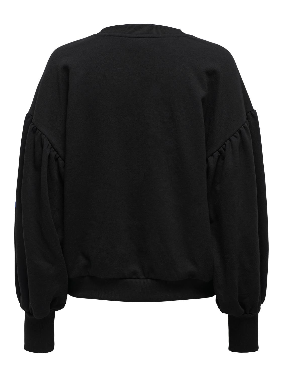 ONLY Broderet O-hals sweatshirt -Black - 15332880