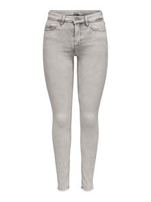 ONLY Jeans Skinny Fit Taille moyenne Ourlet brut -Light Grey Denim - 15332900