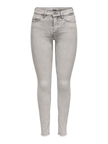 ONLY Skinny Fit Middels høy midje Røff kantskjæring Jeans -Light Grey Denim - 15332900
