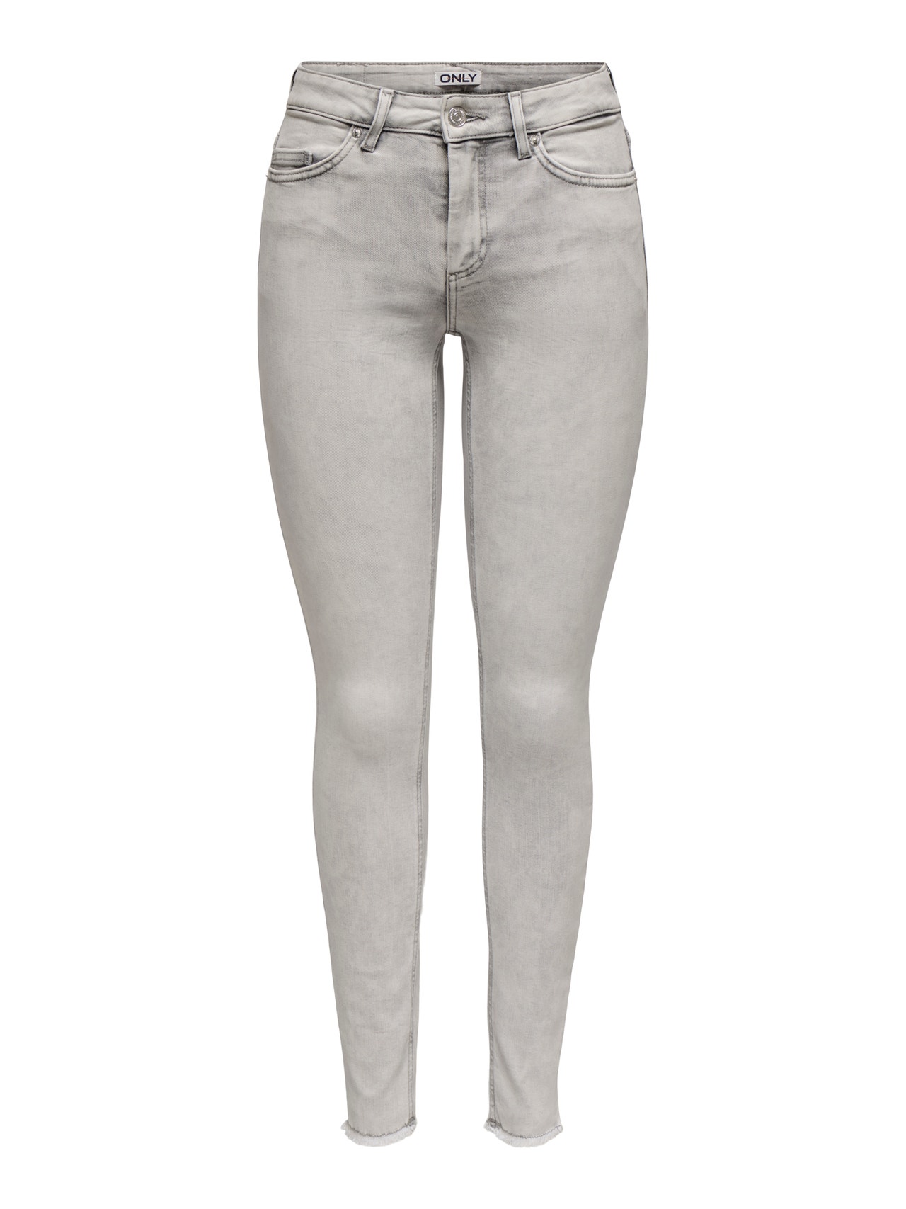ONLY Skinny fit Mid waist Onafgewerkte zoom Jeans -Light Grey Denim - 15332900