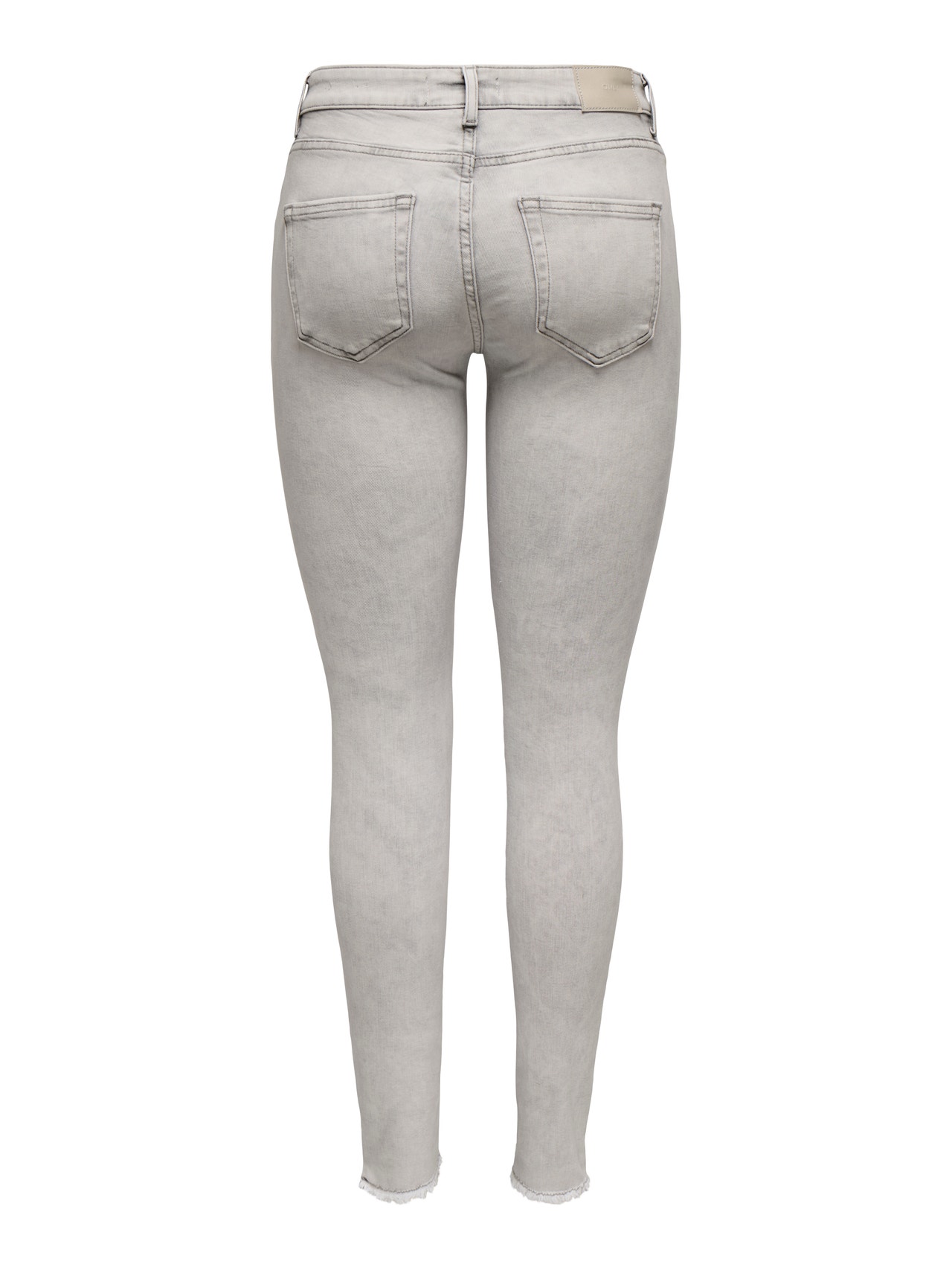 ONLY Jeans Skinny Fit Taille moyenne Ourlet brut -Light Grey Denim - 15332900