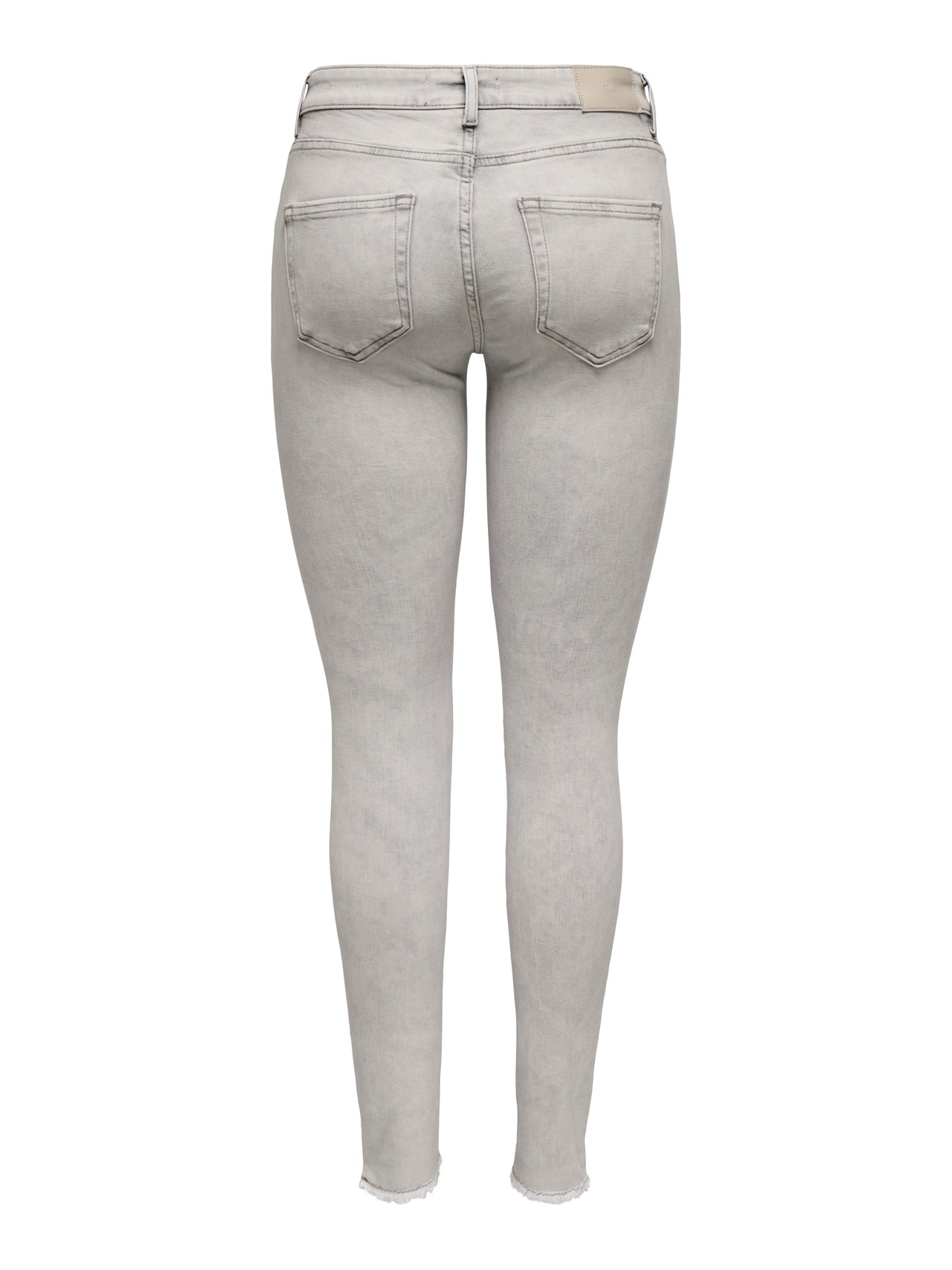 ONLY onlblush mid waist raw ankle jeans -Light Grey Denim - 15332900