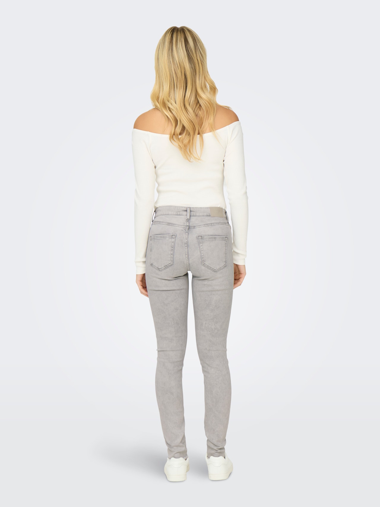 ONLY Jeans Skinny Fit Taille moyenne Ourlet brut -Light Grey Denim - 15332900